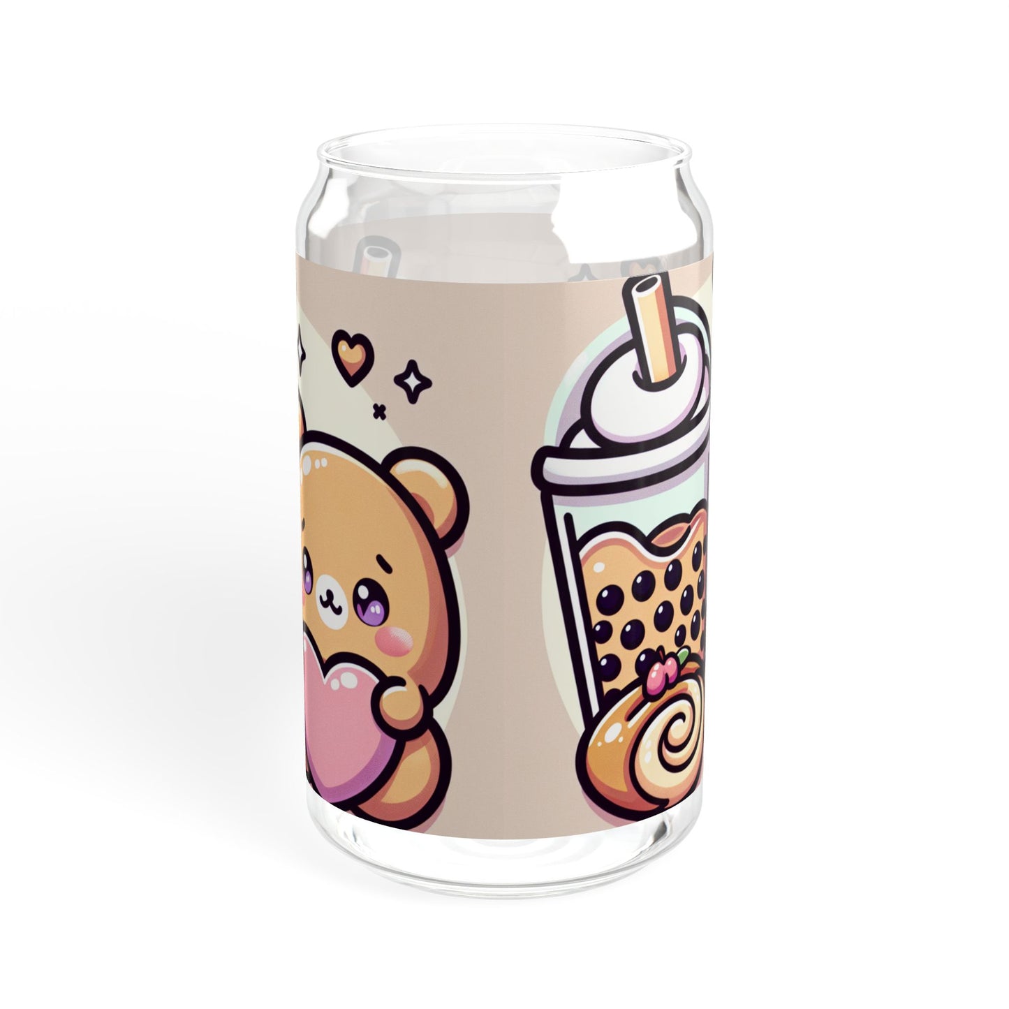 Bear-y Sweet & Boba-licious Glass Tumbler – Kawaii Reusable Cup with Straw