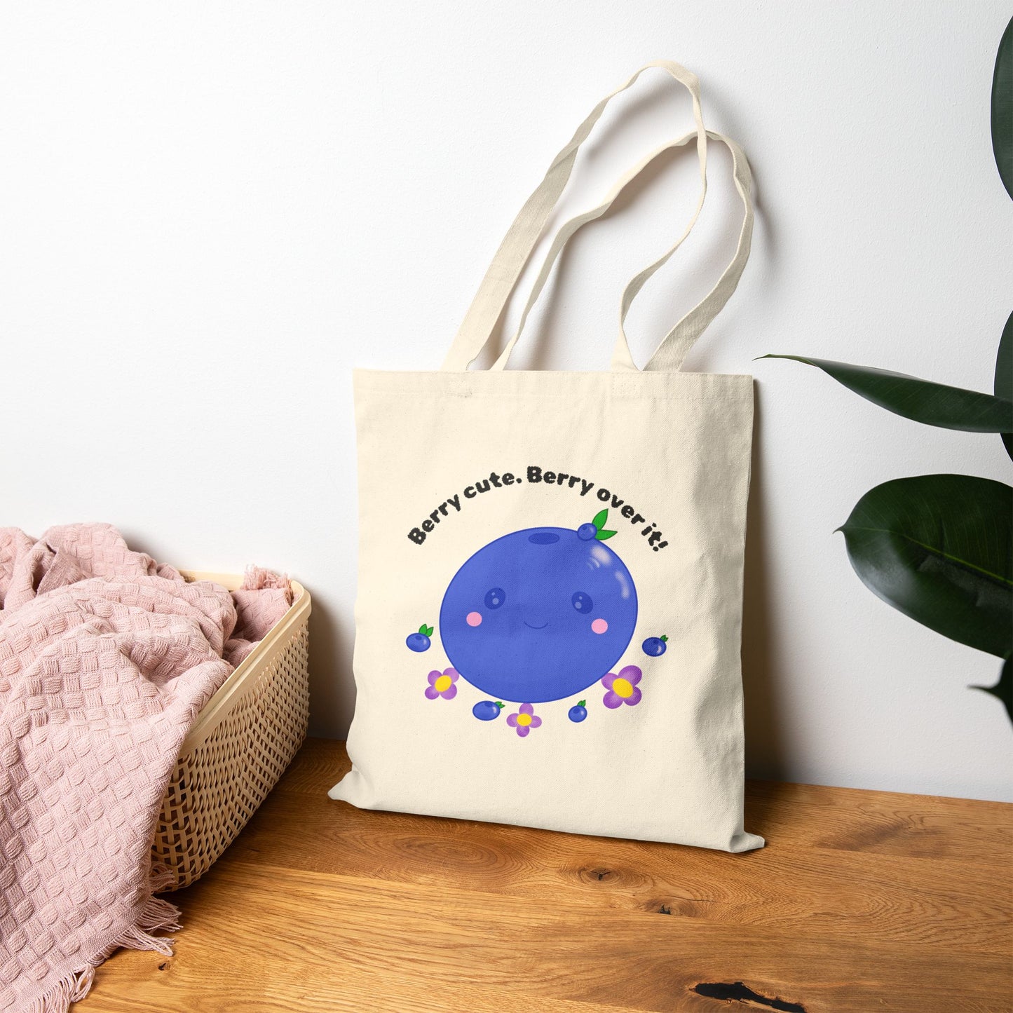 Berry Cute. Berry Over It! - Kawaii Blueberry Eco-Friendly Tote Bag