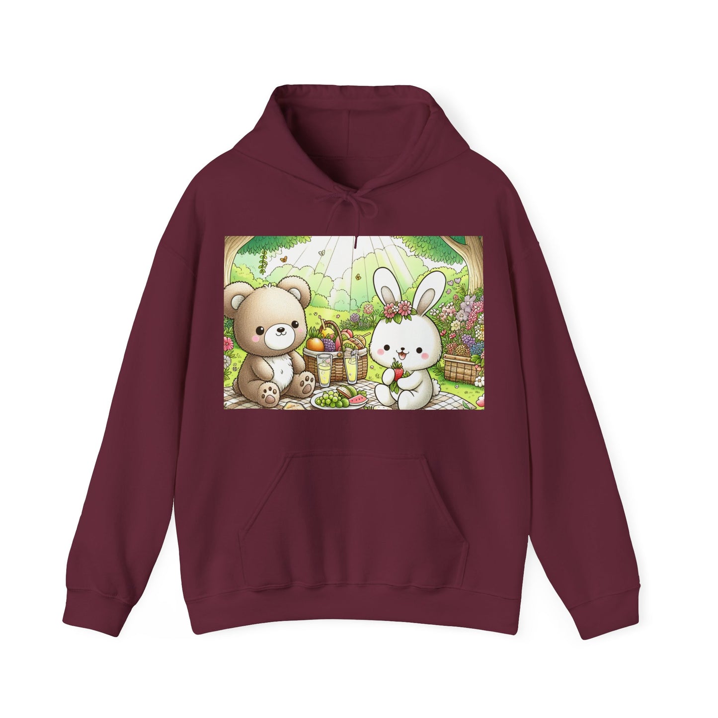 Cute Picnic Friends Hoodie - Cozy Unisex Heavy Blend Sweatshirt