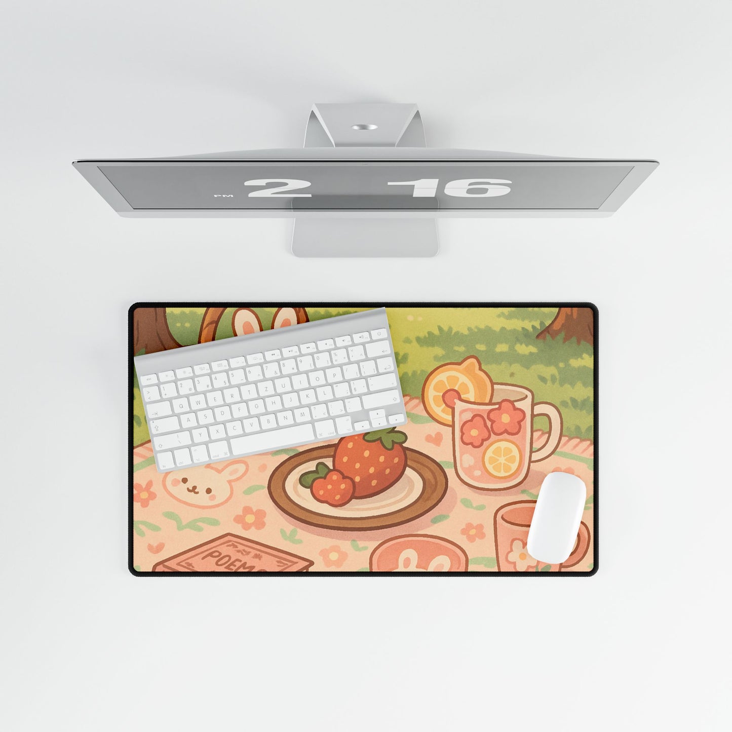 Kawaii Bunny Picnic Desk Mat – Cute Pastel Workspace Decor