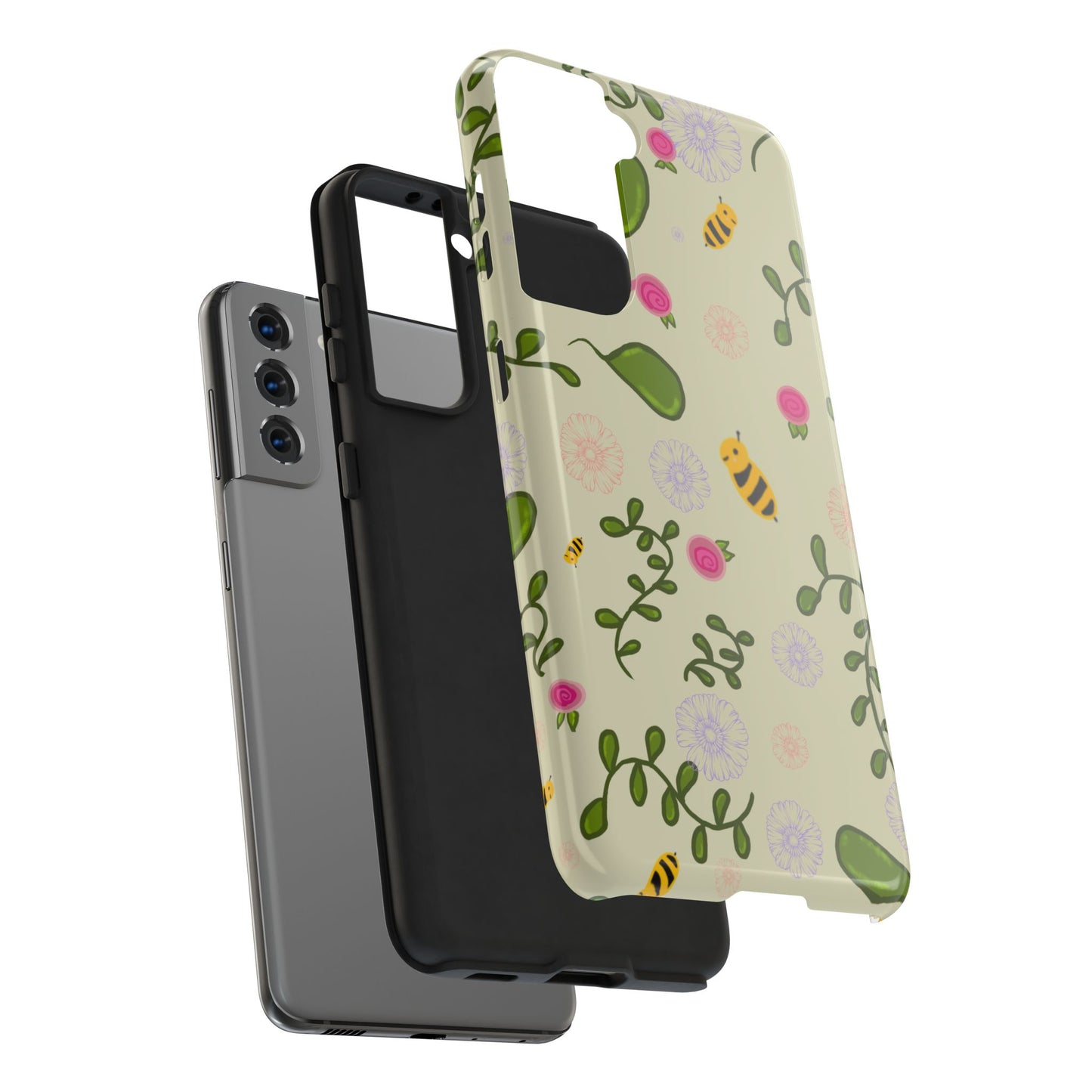 Phone Case - Bees and Flowers Seamless Pattern