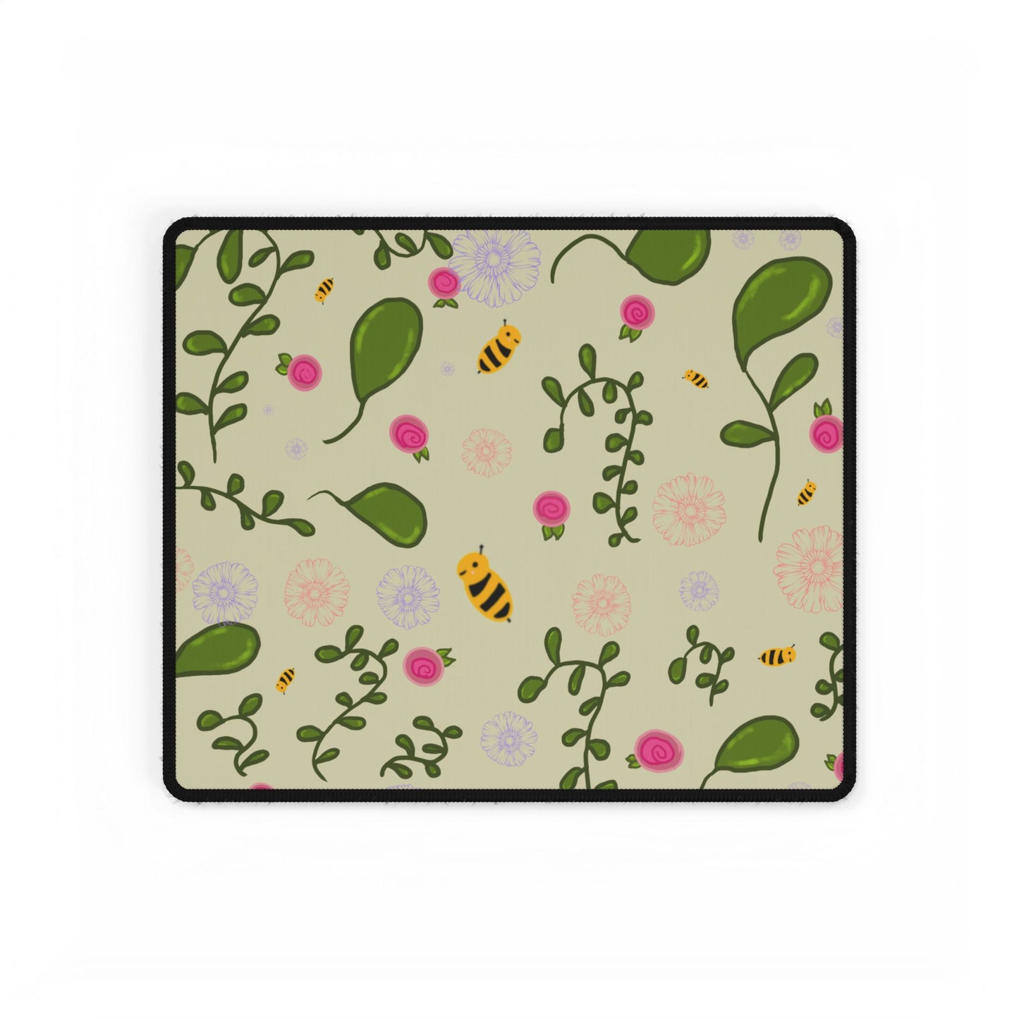 Desk Mat Kawaii Bees and Flowers