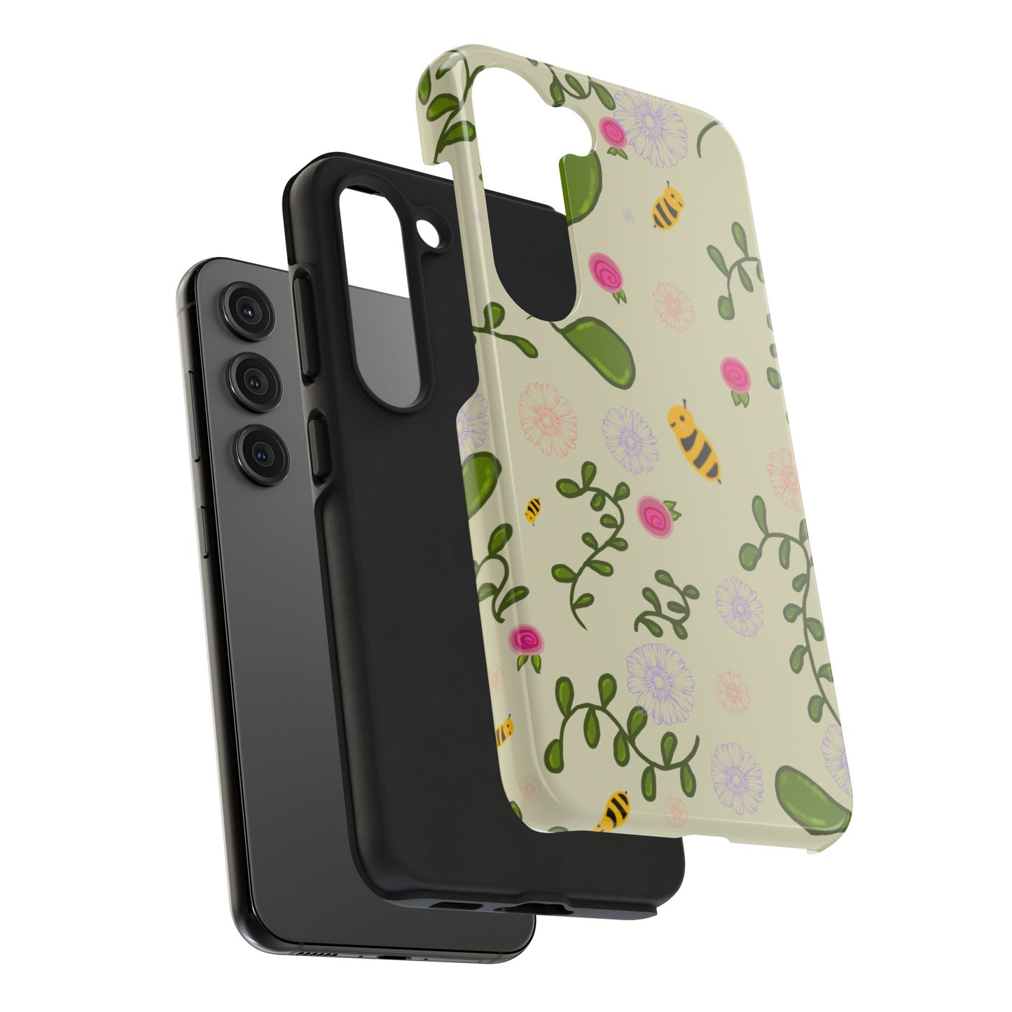 Phone Case - Bees and Flowers Seamless Pattern