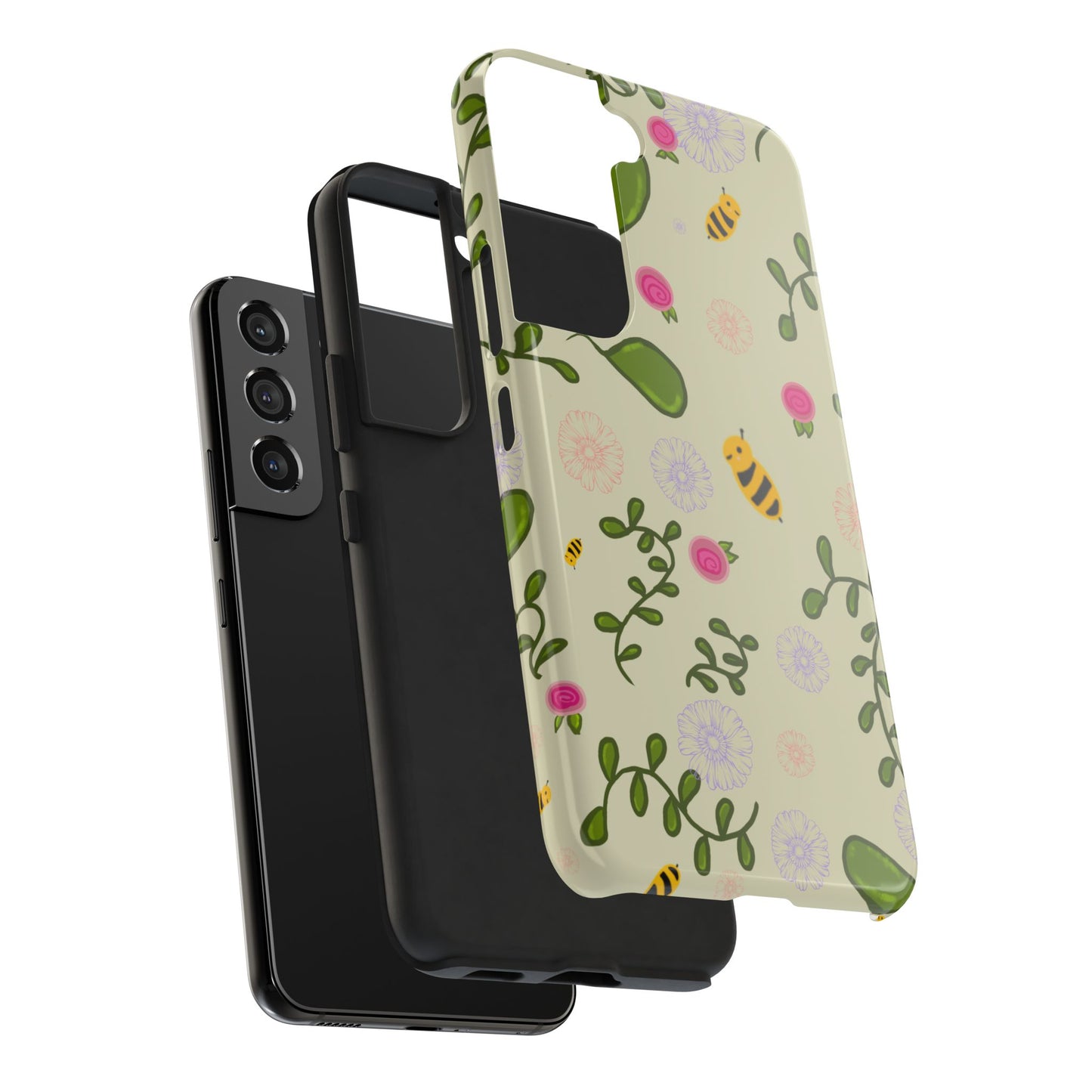 Phone Case - Bees and Flowers Seamless Pattern