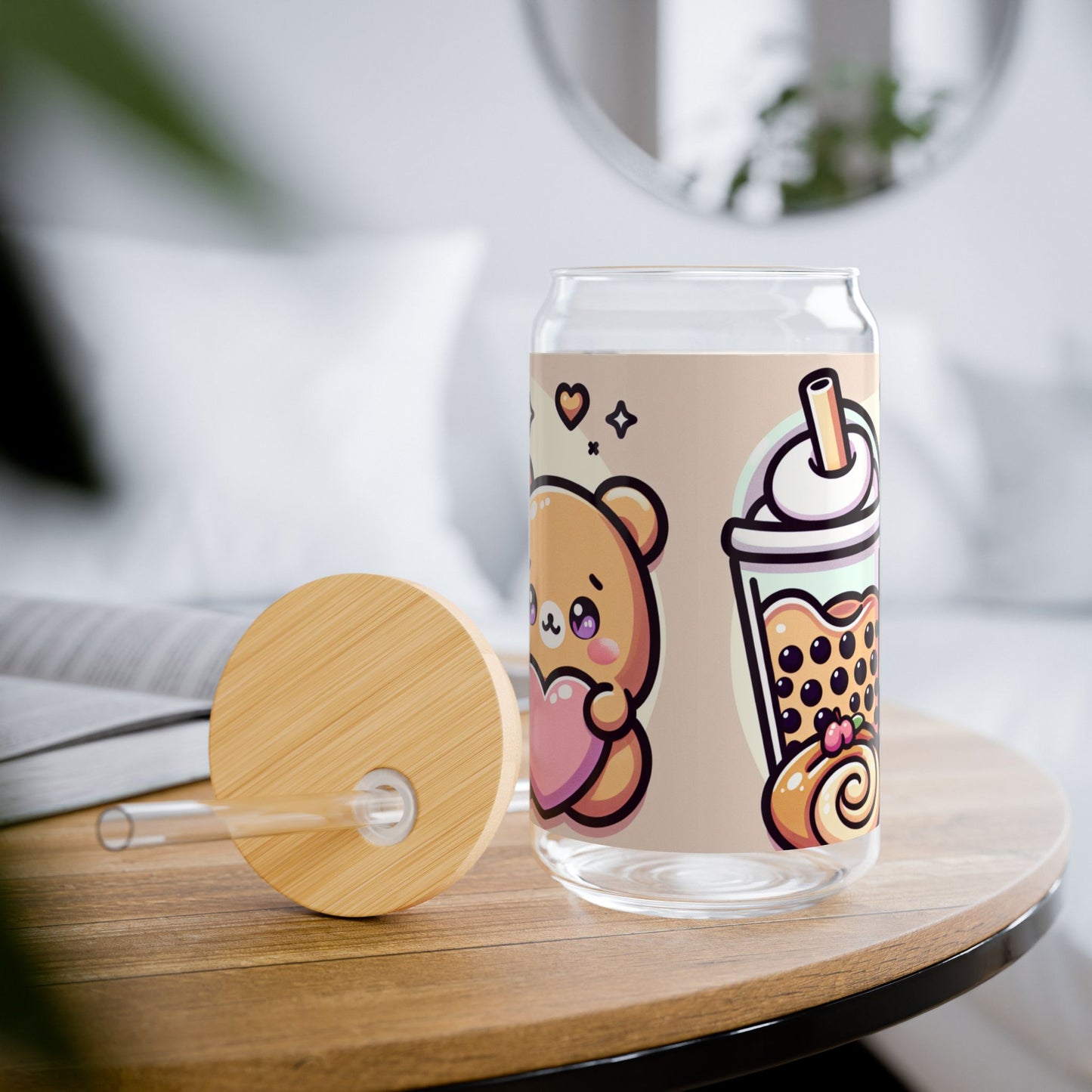 Bear-y Sweet & Boba-licious Glass Tumbler – Kawaii Reusable Cup with Straw