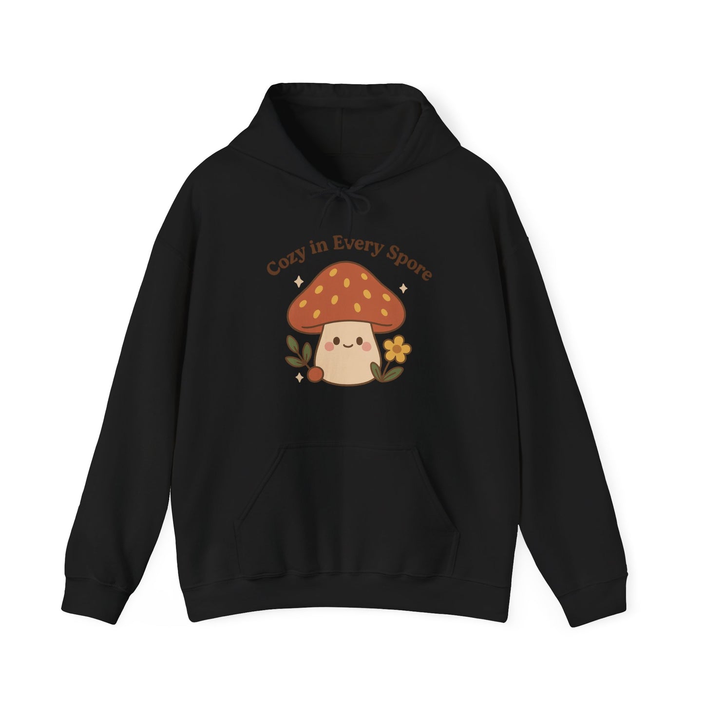 Cozy Mushroom Hoodie - Unisex Heavy Blend™ Sweatshirt with 'Cozy in Every Spore' Design