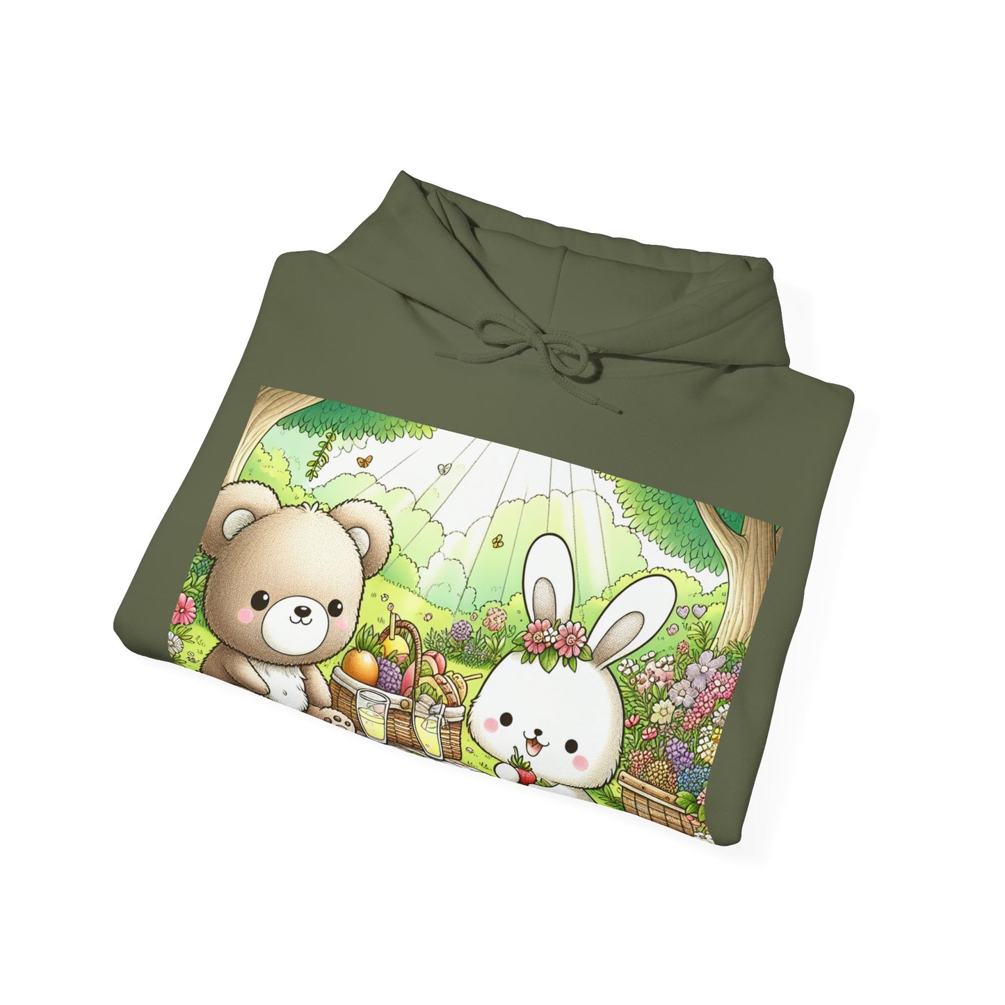 Cute Picnic Friends Hoodie - Cozy Unisex Heavy Blend Sweatshirt