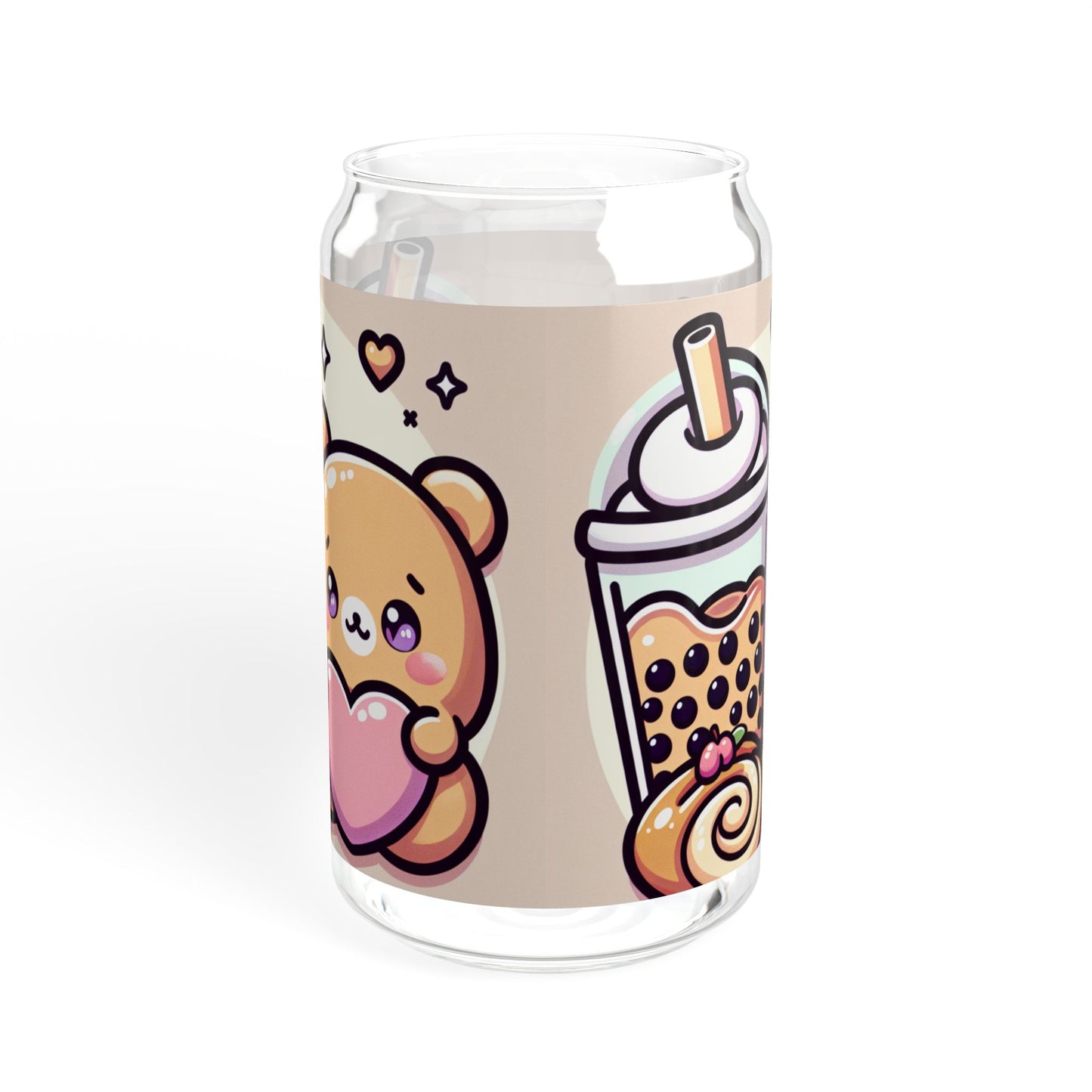 Bear-y Sweet & Boba-licious Glass Tumbler – Kawaii Reusable Cup with Straw