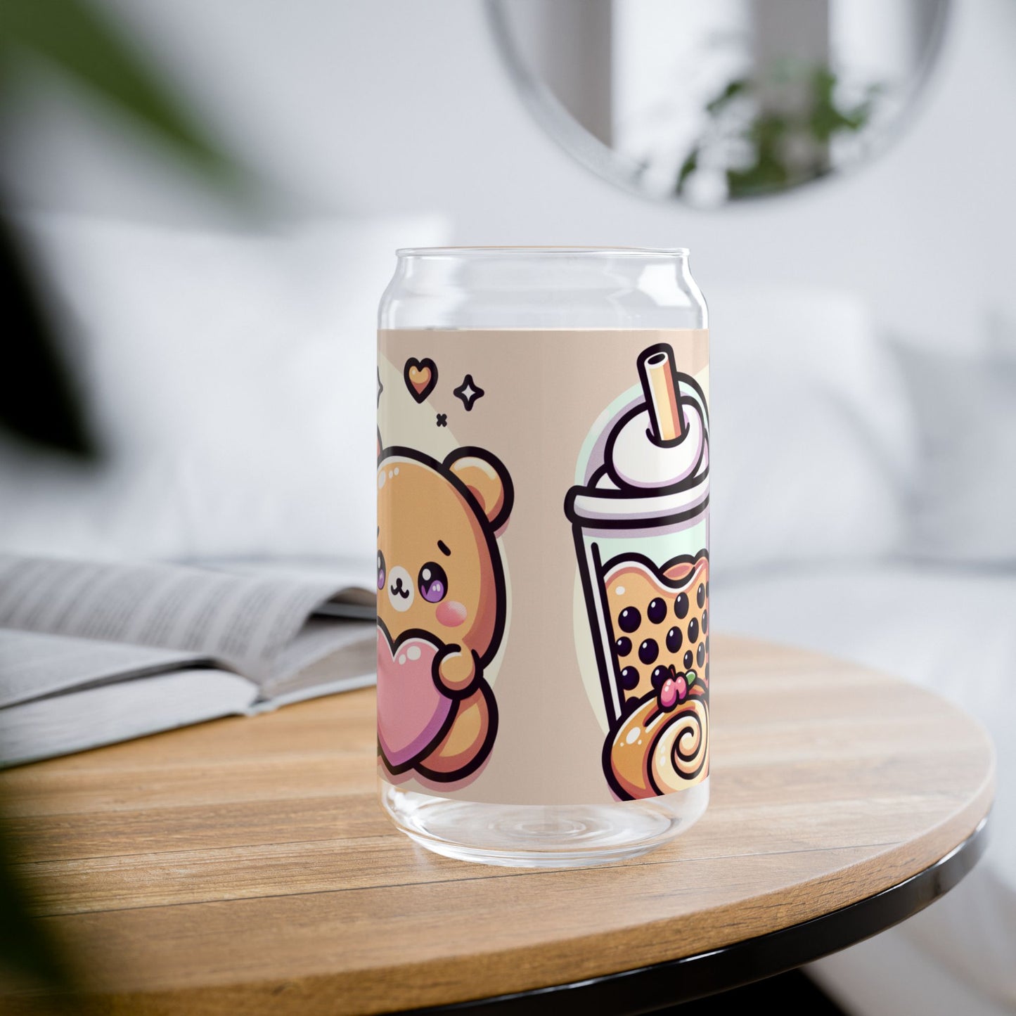 Bear-y Sweet & Boba-licious Glass Tumbler – Kawaii Reusable Cup with Straw
