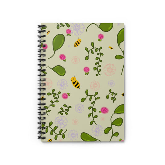 Floral Bee Spiral Notebook