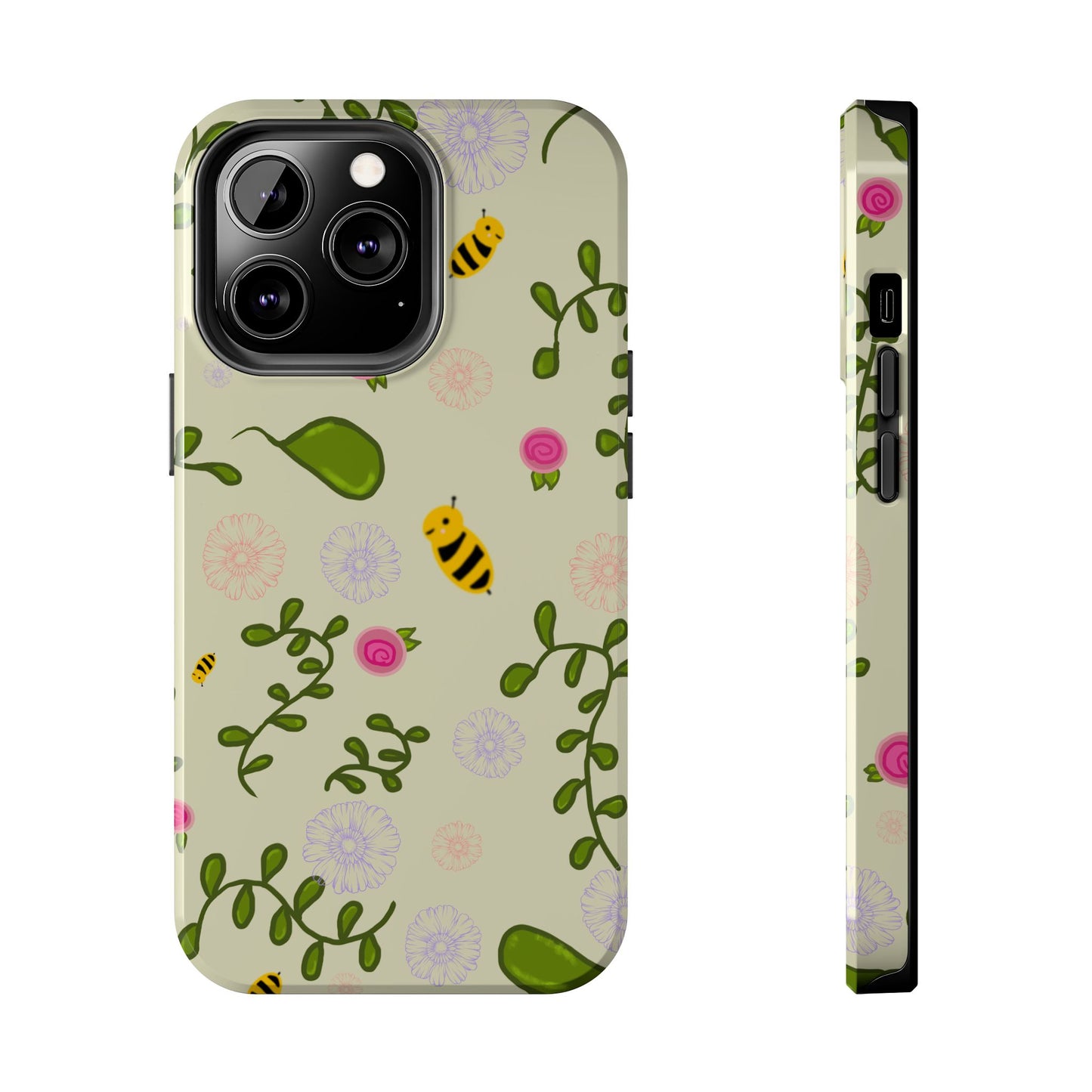 Phone Case - Bees and Flowers Seamless Pattern