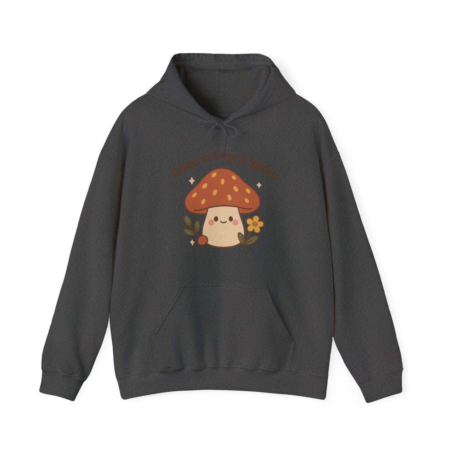 Cozy Mushroom Hoodie - Unisex Heavy Blend™ Sweatshirt with 'Cozy in Every Spore' Design