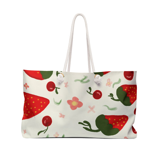Strawberry Blossom Weekender Bag - Perfect for Beach Trips & Weekend Getaways