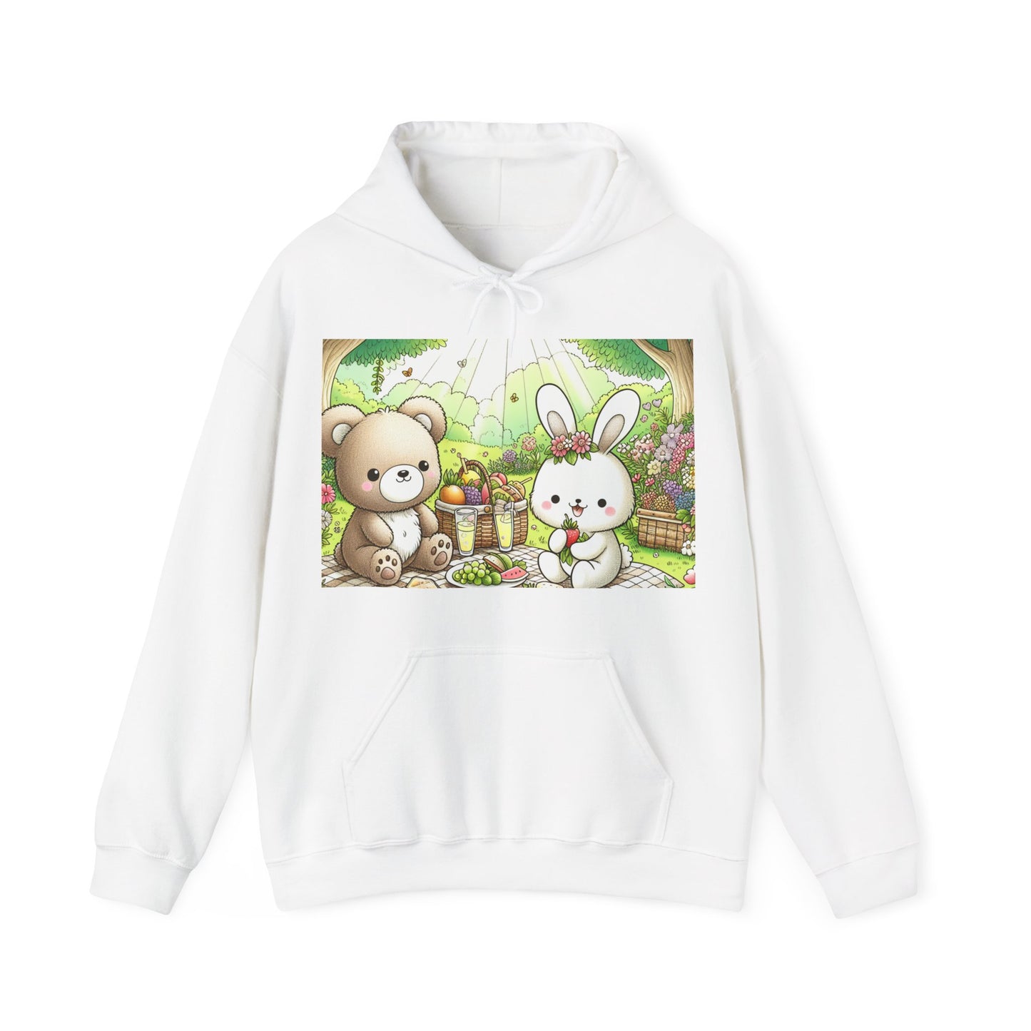 Cute Picnic Friends Hoodie - Cozy Unisex Heavy Blend Sweatshirt
