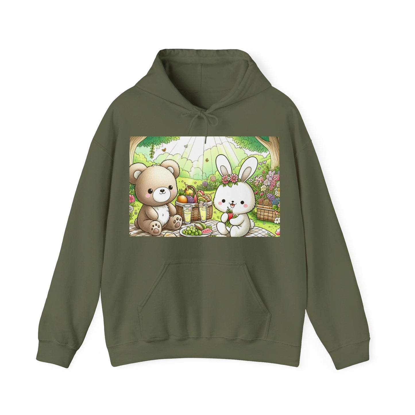 Cute Picnic Friends Hoodie - Cozy Unisex Heavy Blend Sweatshirt