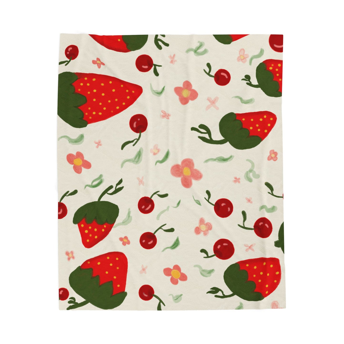 Cozy Strawberry Plush Blanket – Soft Velveteen Throw for Home Décor