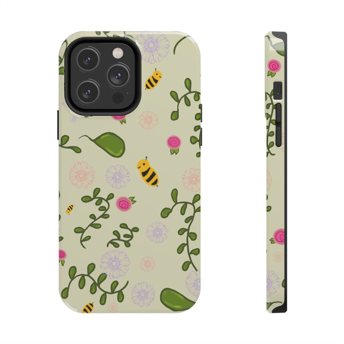 Phone Case - Bees and Flowers Seamless Pattern
