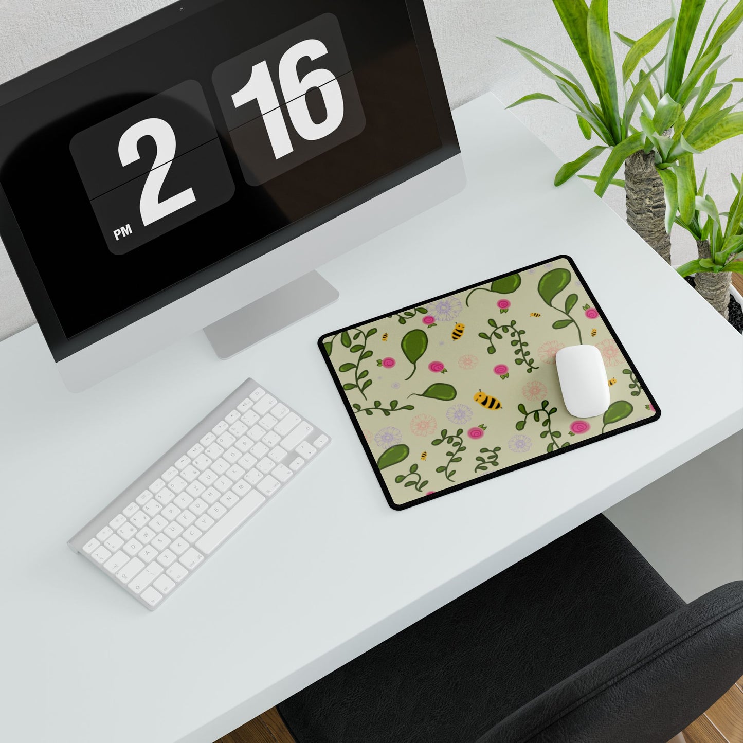 Desk Mat Kawaii Bees and Flowers