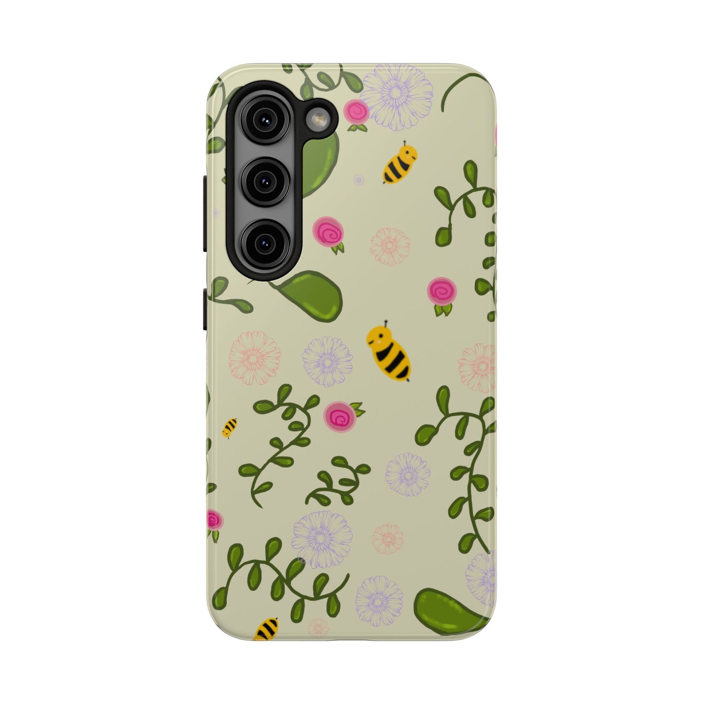 Phone Case - Bees and Flowers Seamless Pattern