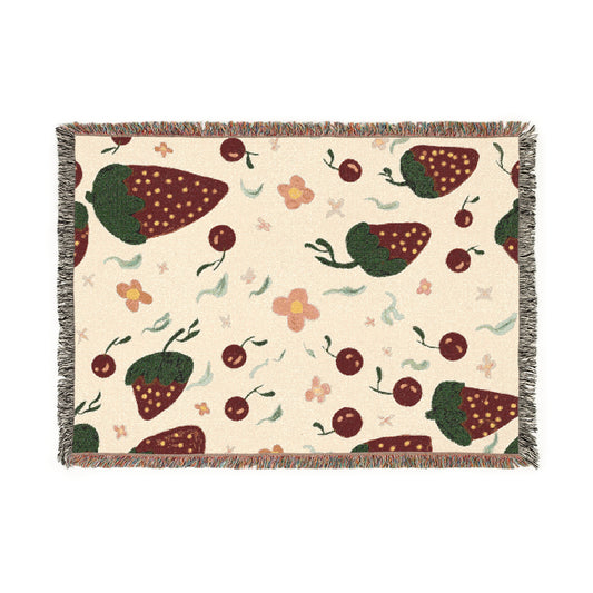 Woven Blanket - Cozy Fruit Design for Home Decor and Gifts