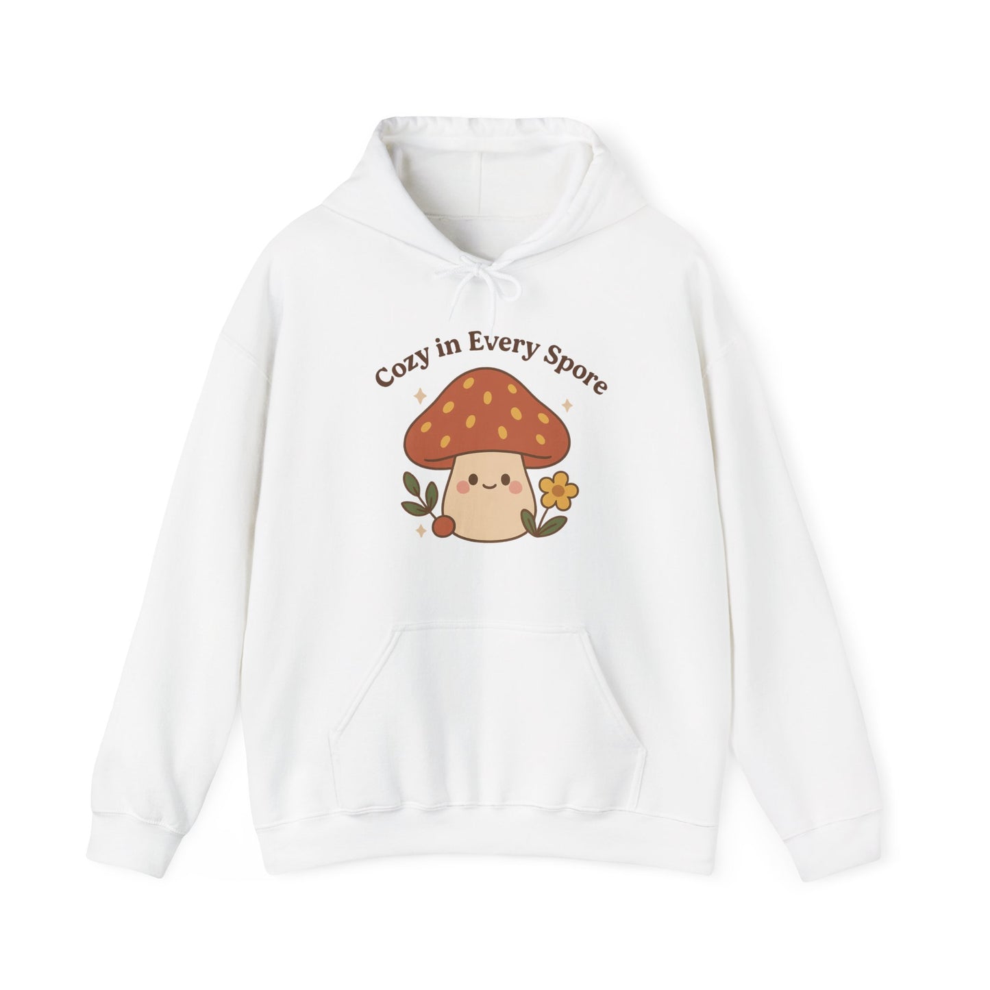 Cozy Mushroom Hoodie - Unisex Heavy Blend™ Sweatshirt with 'Cozy in Every Spore' Design
