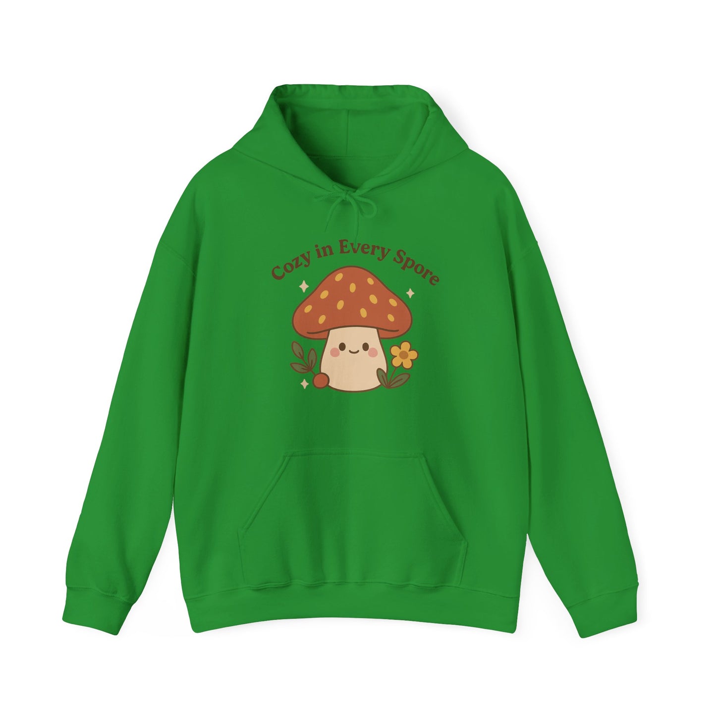 Cozy Mushroom Hoodie - Unisex Heavy Blend™ Sweatshirt with 'Cozy in Every Spore' Design