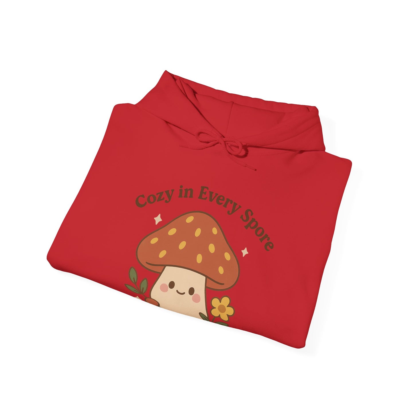 Cozy Mushroom Hoodie - Unisex Heavy Blend™ Sweatshirt with 'Cozy in Every Spore' Design