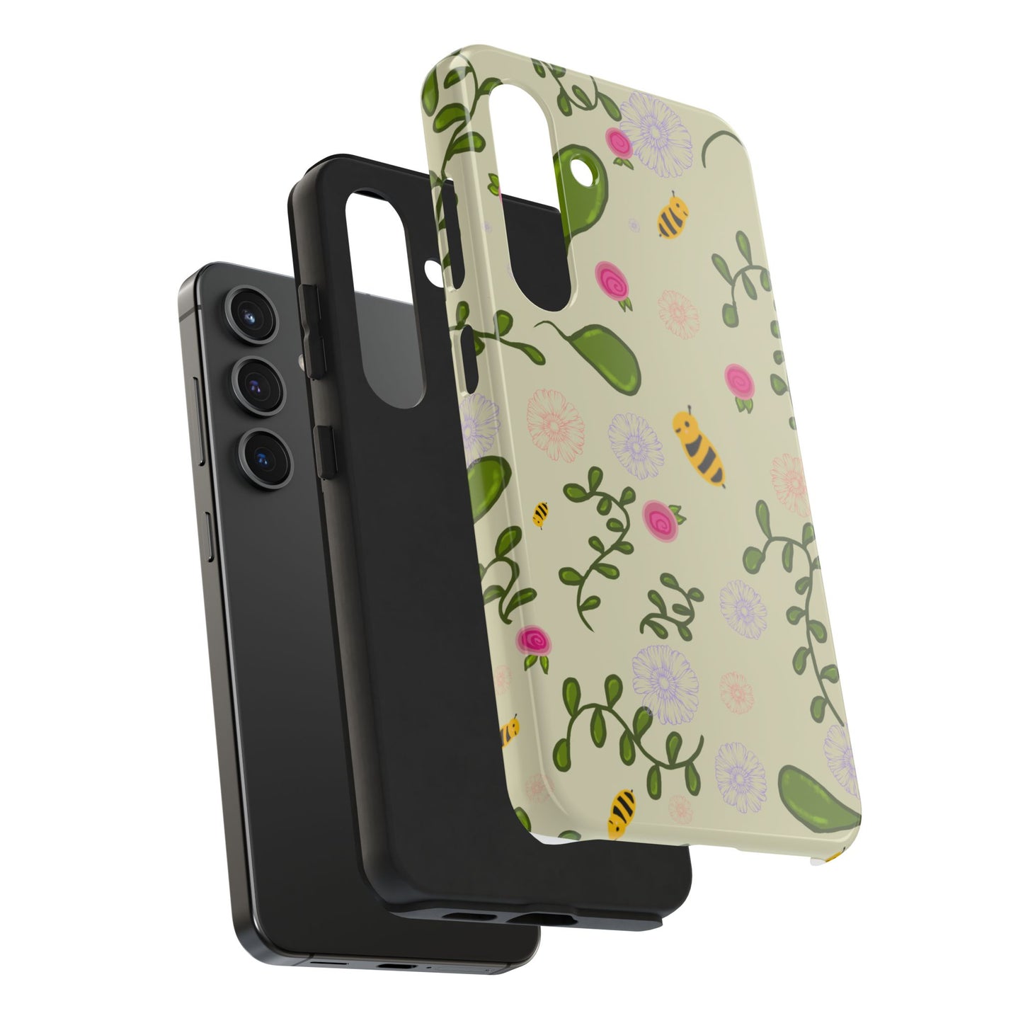 Phone Case - Bees and Flowers Seamless Pattern