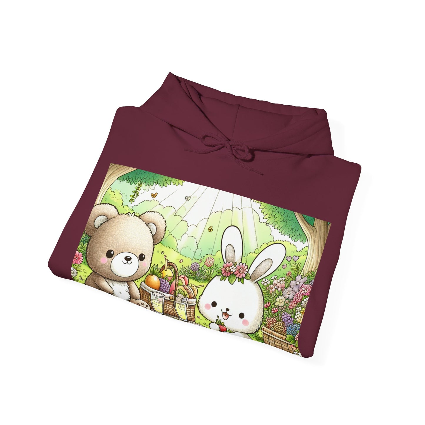 Cute Picnic Friends Hoodie - Cozy Unisex Heavy Blend Sweatshirt