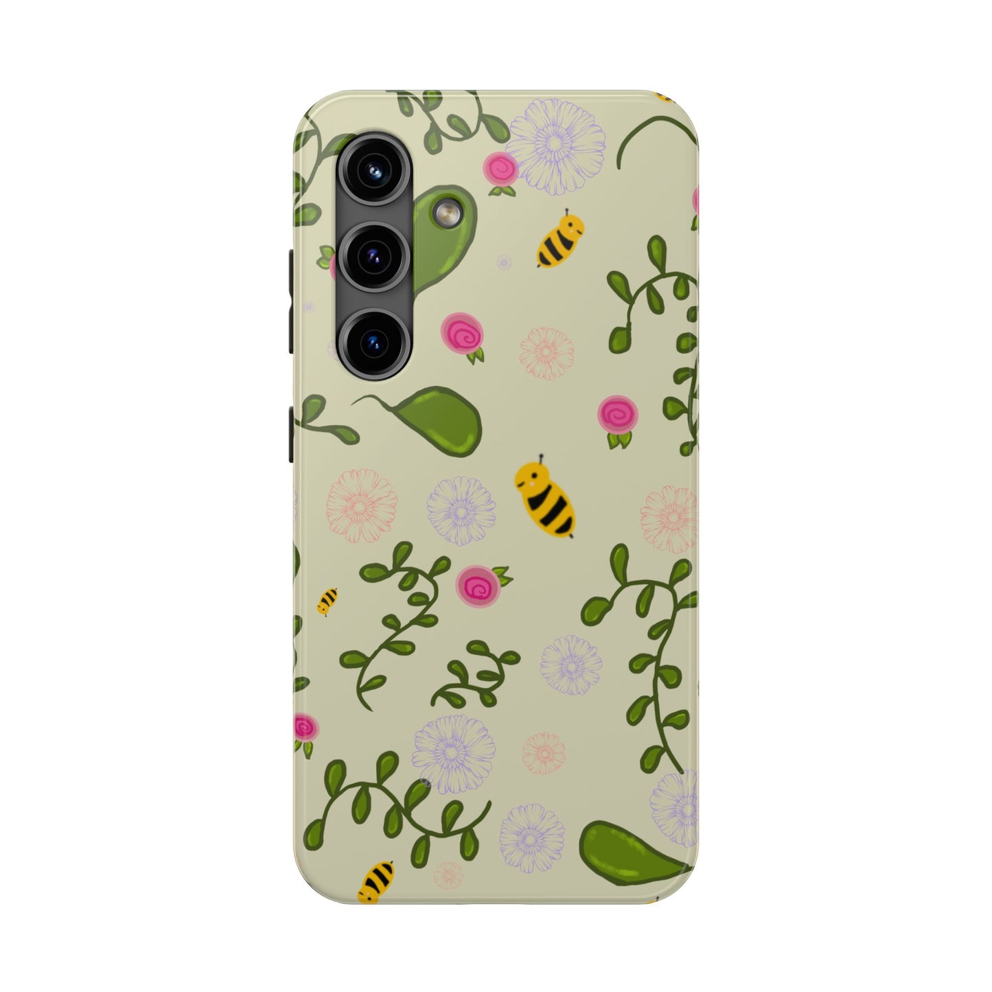 Phone Case - Bees and Flowers Seamless Pattern