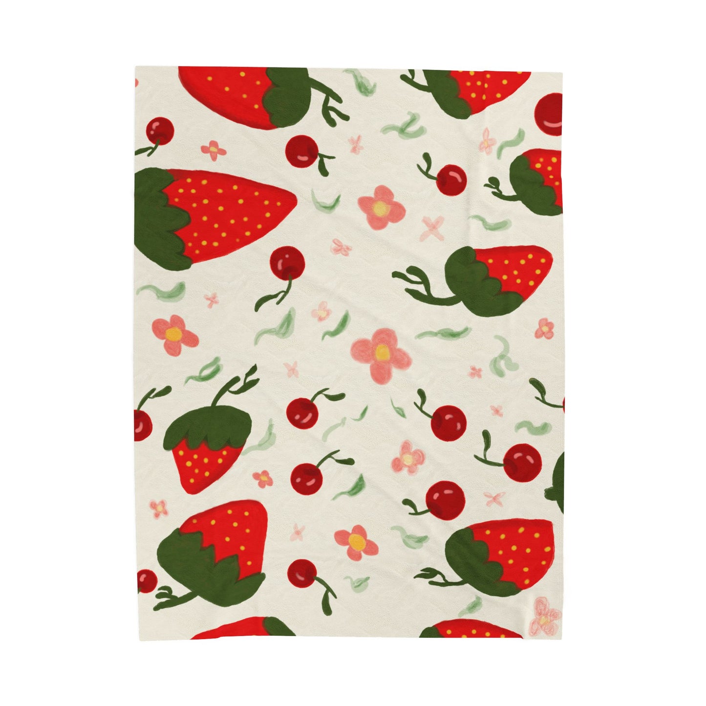 Cozy Strawberry Plush Blanket – Soft Velveteen Throw for Home Décor