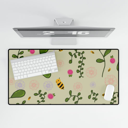 Desk Mat Kawaii Bees and Flowers